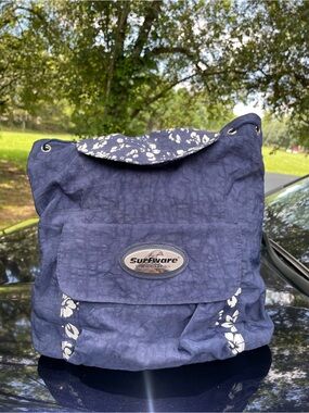 Vintage Surfware Navy Floral Drawstring Backpack